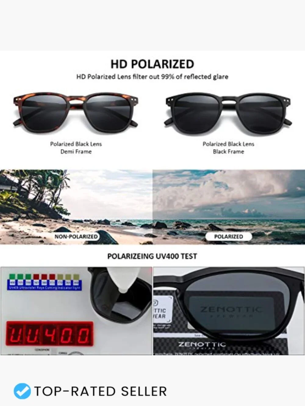 Retro Round Square Sunglasses 2 Pack UV Protection Polarized Unisex